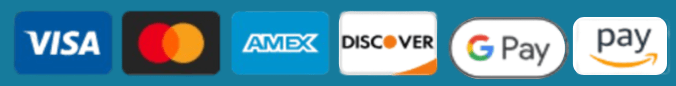 Payment Option Logos - VISA, Mastercard, AMEX, Discover, Google Pay, Amazon Pay